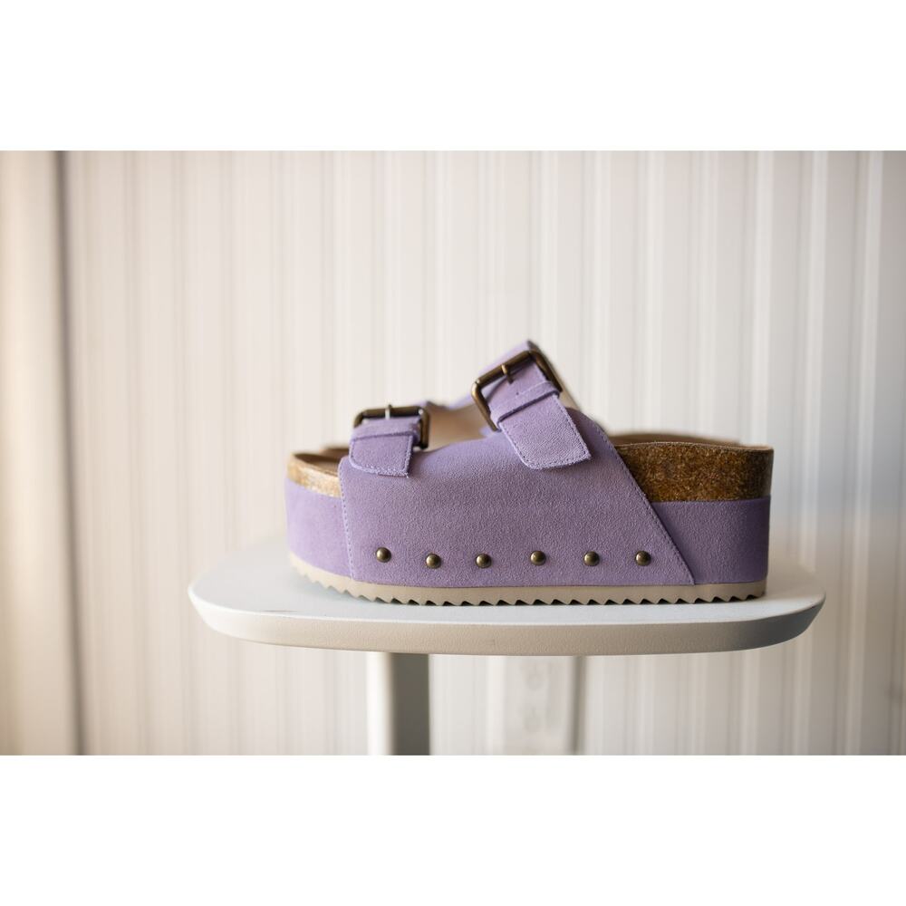 Free People Rule Breaker Platform Sandals Purple Suede 39 - Picture 2 of 6